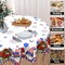 4th of July Tablecloth Round Patriotic American Flag Star Table Cloths Circular Independence Day Gnome Truck Table Cover Waterproof Polyester Tabletop for Dining Kitchen Party Decor 60 Inch